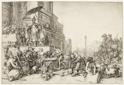 Joseph distribuindo grãos para o Egito de Bartholomeus Breenbergh