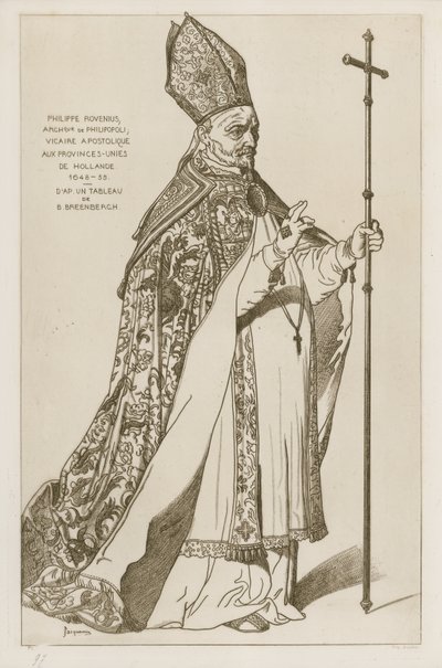 Philip Rovenius, arcebispo de Philipopoli, vigário apostólico, às Províncias Unidas da Holanda, 1648-55. Depois de pintar por B Breenbergh de Bartholomeus Breenbergh