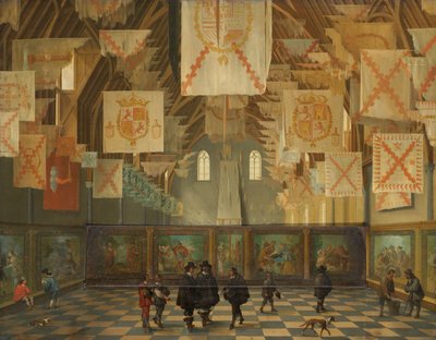 A Grande Assembleia de 1651 O Grande Salão do Binnenhof, Haia, durante a Grande Assembleia dos Estados Gerais em 1651 de Bartholomeus van Bassen