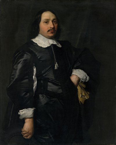 Retrato de um cavalheiro com gibão de cetim preto de Bartholomeus van der Helst