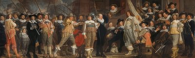 Oficiais e outros atiradores liderados pelo capitão Roelof Bicker e tenente Jan Michielsz Blaeuw. Por volta de 1640-43 de Bartholomeus van der Helst