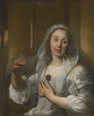 Retrato de uma mulher de branco de Bartholomeus van der Helst
