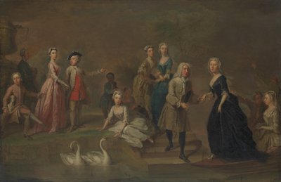 Uvedale Tomkyns Price 1685-1764 e membros de sua família, possivelmente no início da década de 1730. de Bartholomew Dandridge