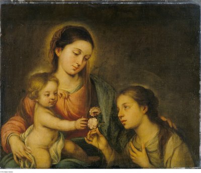Depois de Bartolomé-Esteban Murillo - A Virgem e o Menino com Santa Rosa de Viterbo, P104 de Bartolomé Esteban Murillo