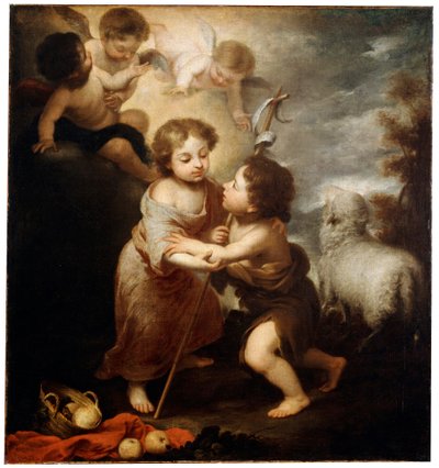 Cristo e João Batista como Crianças, entre 1655 e 1660. de Bartolomé Esteban Murillo