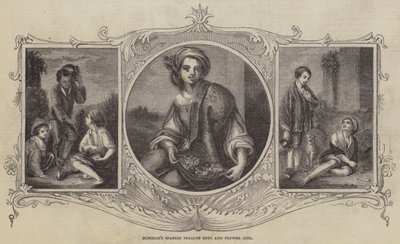 Camponeses espanhóis de Murillo e menina de flor de Bartolomé Esteban Murillo