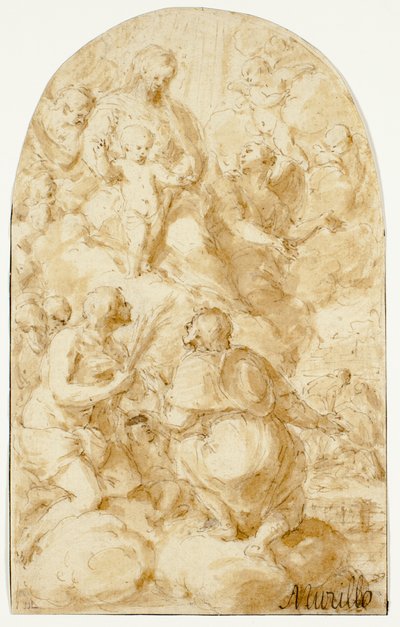 Virgem Maria com o Menino Jesus nas Nuvens de Bartolomé Esteban Murillo