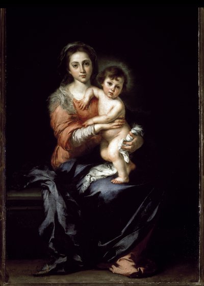 Virgem com criança - óleo sobre tela de Bartolomé Esteban Murillo