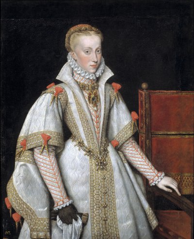 Retrato de Anna da Áustria 1549-1580, rainha consorte da Espanha, 1616 de Bartolomé González y Serrano
