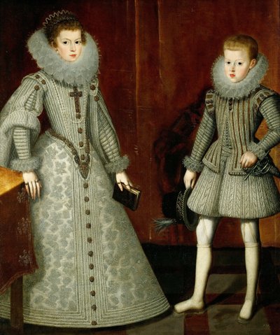 O Infante Philip, mais tarde rei Philip IV da Espanha 1605-1665 e sua irmã Anne da Áustria 1601-1 de Bartolomé González y Serrano