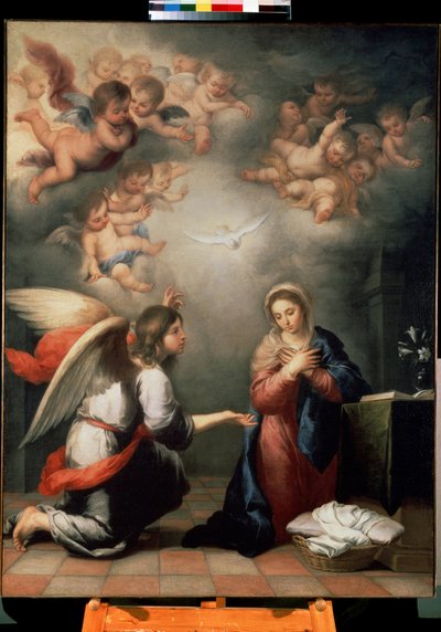 A Anunciação. Pintura de Bartolome Esteban Murillo (1617-1682), cerca de 1660. Arte espanhola, estilo barroco. Museu Hermitage, São Petersburgo. de Bartolomé Esteban Murillo