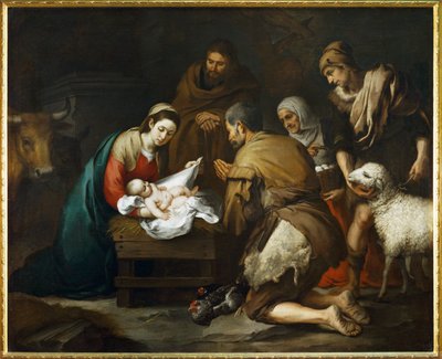 A Adoração dos Pastores ... (pintura sobre tela) de Bartolomé Esteban Murillo