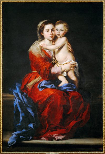A Virgem com o rosário (pintura sobre tela) de Bartolome Esteban Murillo
