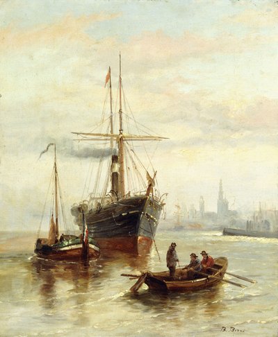 Uma cena do porto com vista para Veneza de Bartolomeo Bezzi