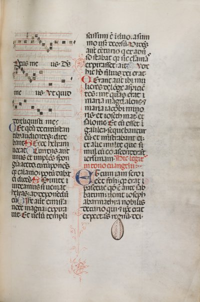 Missale: Fol. 129: contém música para Hely Hely Lama etc. em St. Mattion Passion, 1469. de Bartolomeo Caporali