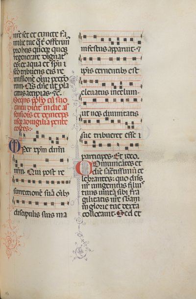 Missale: Fol. 180: Música para várias orações comuns, 1469. de Bartolomeo Caporali