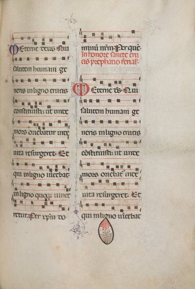 Missale: Fol. 182: Música para várias orações comuns, 1469. de Bartolomeo Caporali