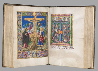 Missale: Fol. 185v: Crucificação com bordas página inteira, 1469. de Bartolomeo Caporali