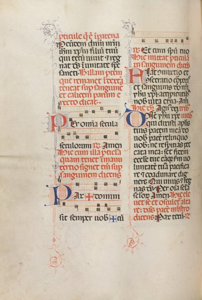 Missale: Fol. 190v: Música para várias orações, 1469. de Bartolomeo Caporali