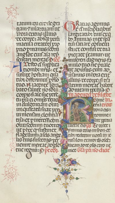 Missale: Fol. 387v: Morte representada como um esqueleto com uma foice, 1469. de Bartolomeo Caporali