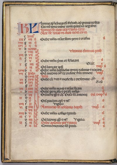 Missale: Fol. 5v: página do calendário de junho, 1469. de Bartolomeo Caporali