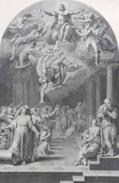 Gravura 40: a divisão dos eleitos dos réprobos, 1756. Criadores: Bartolomeo Crivellari, Gabriel Söderling. de Bartolomeo Crivellari, Gabriel Söderling