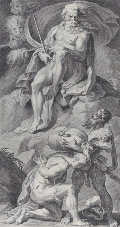Placa 8: Ulisses recebendo os ventos em uma bolsa de couro de Éolo, 1756 de Bartolomeo Crivellari