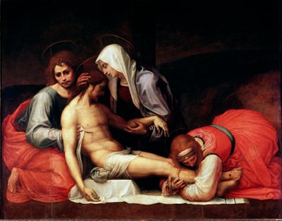 Deposição Pintura, por Bartolomeo della Porta dit Fra Bartolomeo (1472-1517) Dim. 158x199 cm Florence, Palazzo Pitti, Galleria Palatina - The Deposition, por Bartolomeo della Porta a.k.a. Fra Bartolomeo (1472-1517). Óleo sobre madeira de Bartolomeo Fra