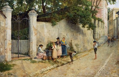 Na fonte, de Bartolomeo Giuliano (1825-1909), óleo sobre tela, 64,5x100 cm de Bartolomeo Giuliano