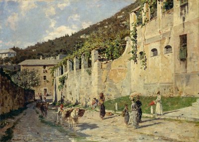 Estrada rural com pessoas e burros de Bartolomeo Giuliano