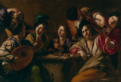 Uma festa musical e de bebidas de Bartolomeo Manfredi