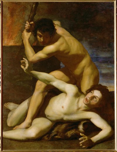Caim matando Abel (pintura sobre tela) de Bartolomeo Manfredi