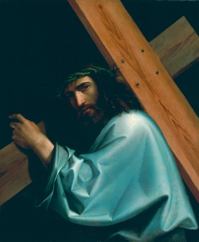Cristo Carregando a Cruz, de Montagna, Bartolomeo (1449-1523). Óleo sobre tela, ca. 1515. Dimensão: 85x70 cm. Kunsthaus Zuerich de Bartolomeo Montagna