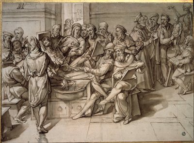 Palestra de Anatomia dada por Michelangelo Buonarroti dit Michelangelo (Michelangelo ou Michel Ange) de Bartolomeo Passarotti