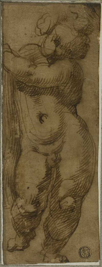 Putto em pé visto de frente: estudo para a Virgem na Glória com os Santos Petrônio, Domingos e Pedro Mártir de Bartolomeo Passarotti