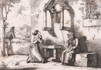 Uma filha orando à Madonna por sua mãe doente, gravada por Bartolomeo Pinelli (Roma de Bartolomeo Pinelli
