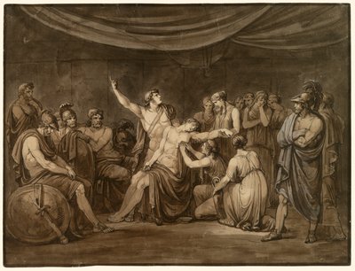Aquiles jura um juramento para vingar o morto Pátroclo, morto por Hector de Bartolomeo Pinelli
