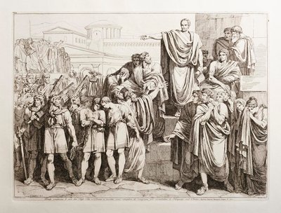 Brutus condena à morte os seus dois filhos, Titus e Tiberius de Bartolomeo Pinelli