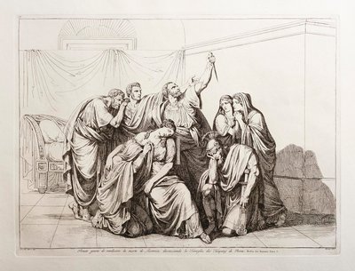 Brutus jura vingar a morte de Lucrécia e expulsa a família dos Tarquínios de Roma de Bartolomeo Pinelli