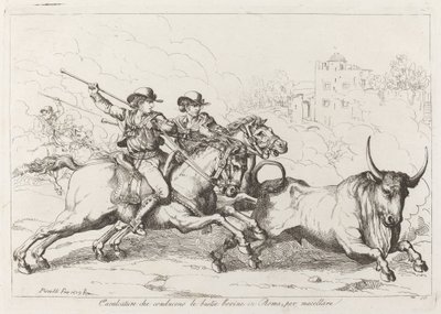 Gado conduzido ao matadouro em Roma (ilustração 16) de Bartolomeo Pinelli