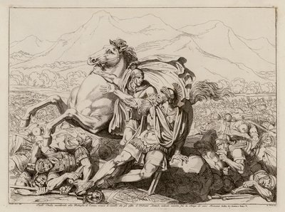 Morte de Lucius Aemilius Paullus na batalha de Cannae, 216 a.C. (gravura) de Bartolomeo Pinelli