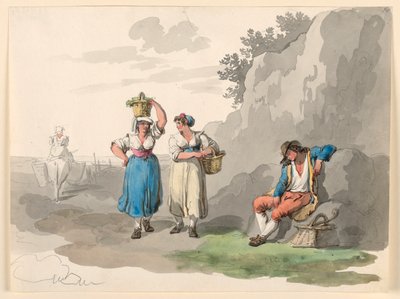 Desenho, Regresso da Vindima, 1807-08 de Bartolomeo Pinelli
