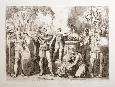 Hamilcar Barca faz o seu filho Aníbal jurar ódio eterno aos romanos de Bartolomeo Pinelli