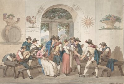 Interior de uma hospedaria romana, 1817., 1817. de Bartolomeo Pinelli