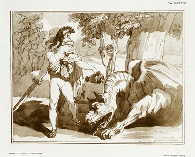 Jason a pôr o dragão a guardar o Velo de Ouro a dormir de Bartolomeo Pinelli