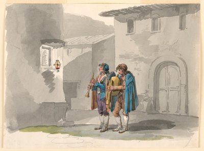 "Pifferari," Dois Flautistas dos Abruzzi em Roma de Bartolomeo Pinelli