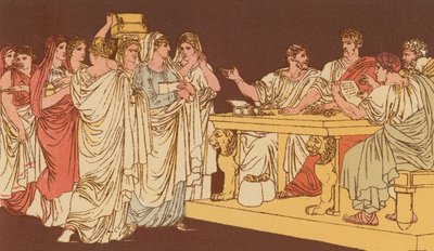 Senhoras romanas trazendo seus ornamentos de Bartolomeo Pinelli