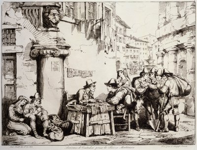 Escriba na Praça Montanara, em Roma de Bartolomeo Pinelli