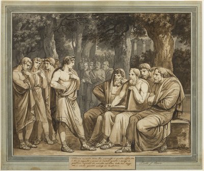 Telêmaco descreve como ele foi admitido na Assembléia em Creta, de As Aventuras de Telêmaco, Livro 5 de Bartolomeo Pinelli