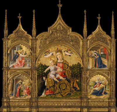 A Madona da Humildade, a Anunciação, a Natividade e a Pietà, c.1465 (têmpera e ouro sobre madeira) de Bartolomeo Vivarini